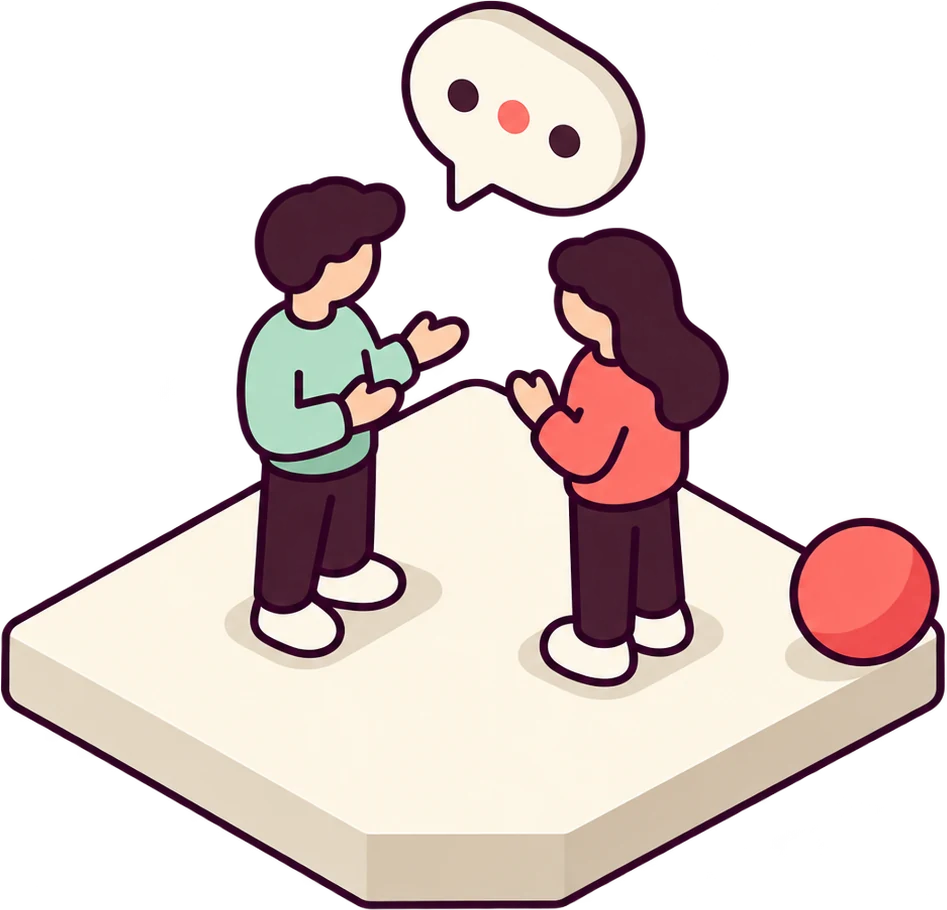 Escena: dos personas conversando sobre un problema